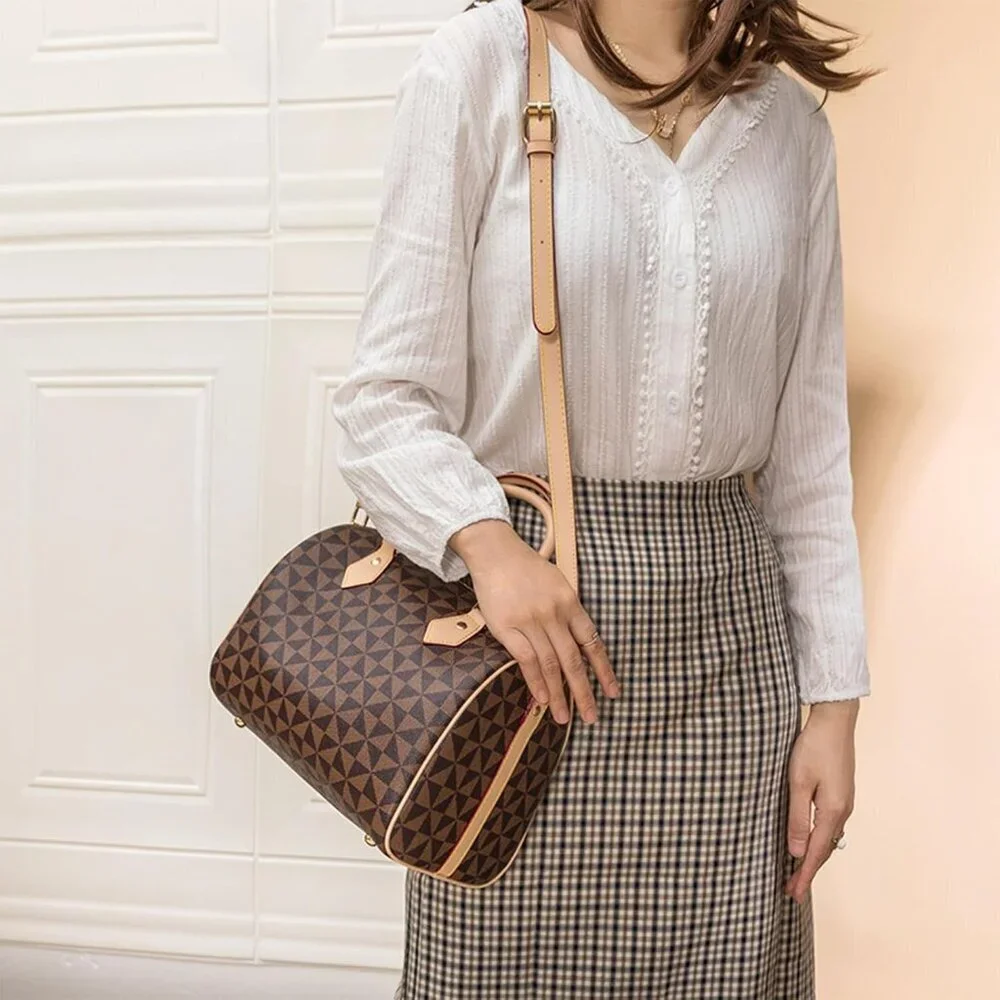 Women’s PU Leather Top Handle Bag Crossbody Satchel Large Purse